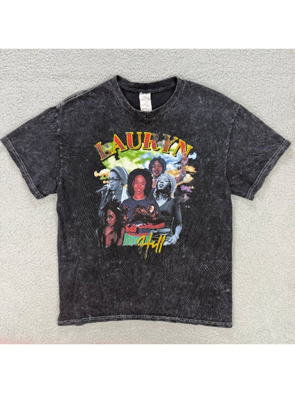 Lauryn Hill T Shirt Womens Medium M Black Grey Concert Rap Tee Vintage Bootleg